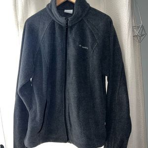 Columbia Jacket Full Zip Fleece Gray Long Sleeve Logo Outdoor Size XL Women's